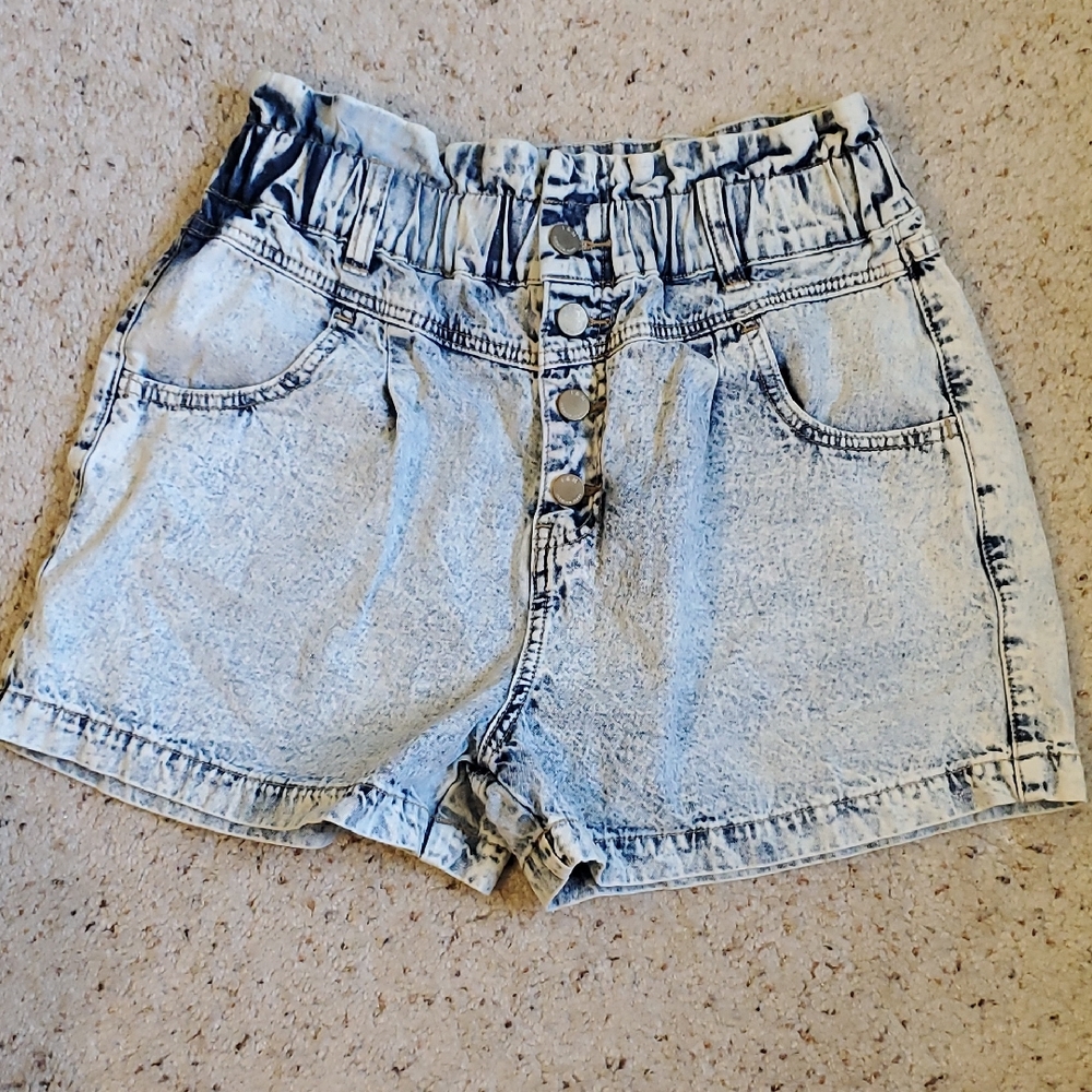 Black Label Acid Wash Jean Shorts
